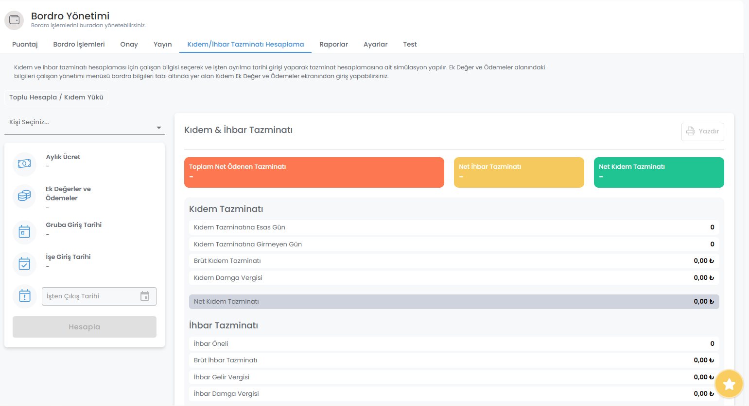 Plena İnsan severance and notice pay screen